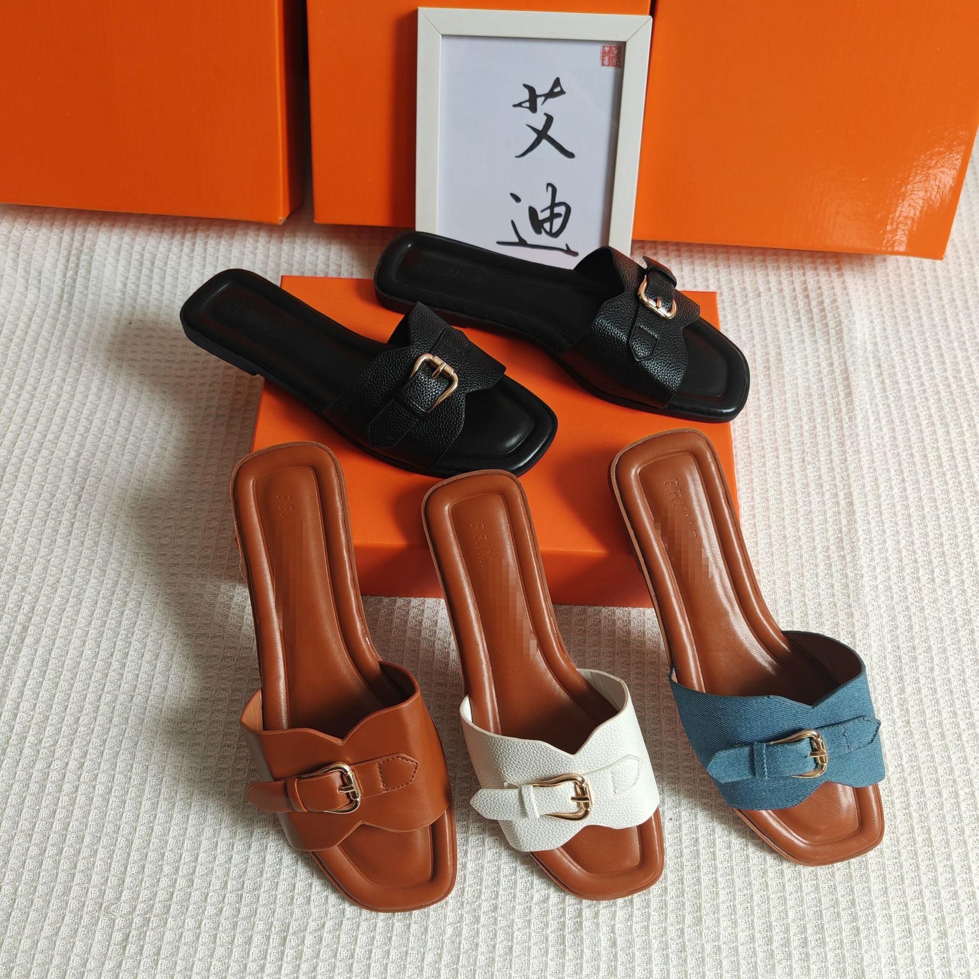 Cross-border exclusive for the ins independent website summer new solid-color hardware buckle women's sandals, which are popular in Europe and America Specification drawing