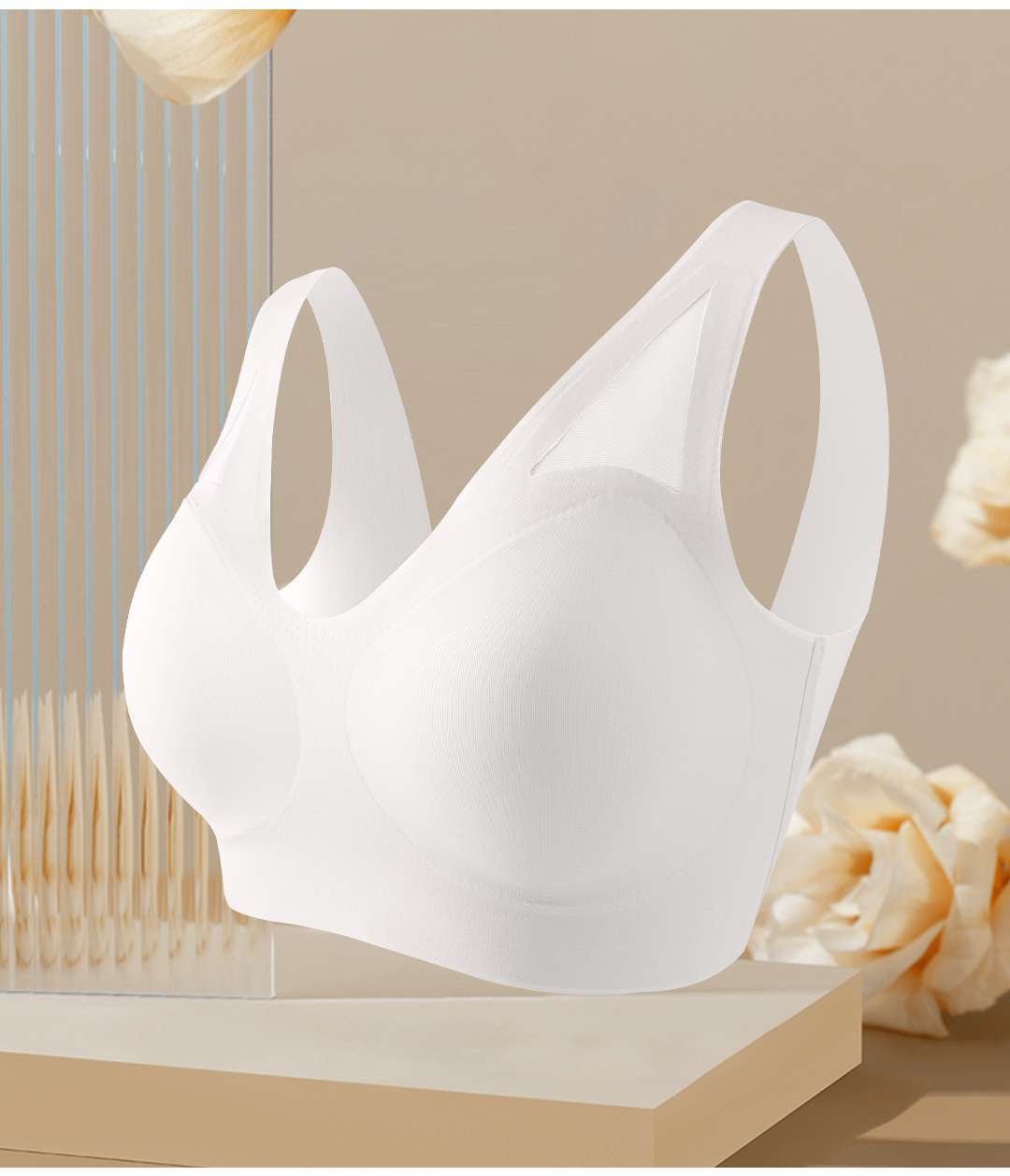 Three-row button ice silk underwear with seamless and nude feel undefined