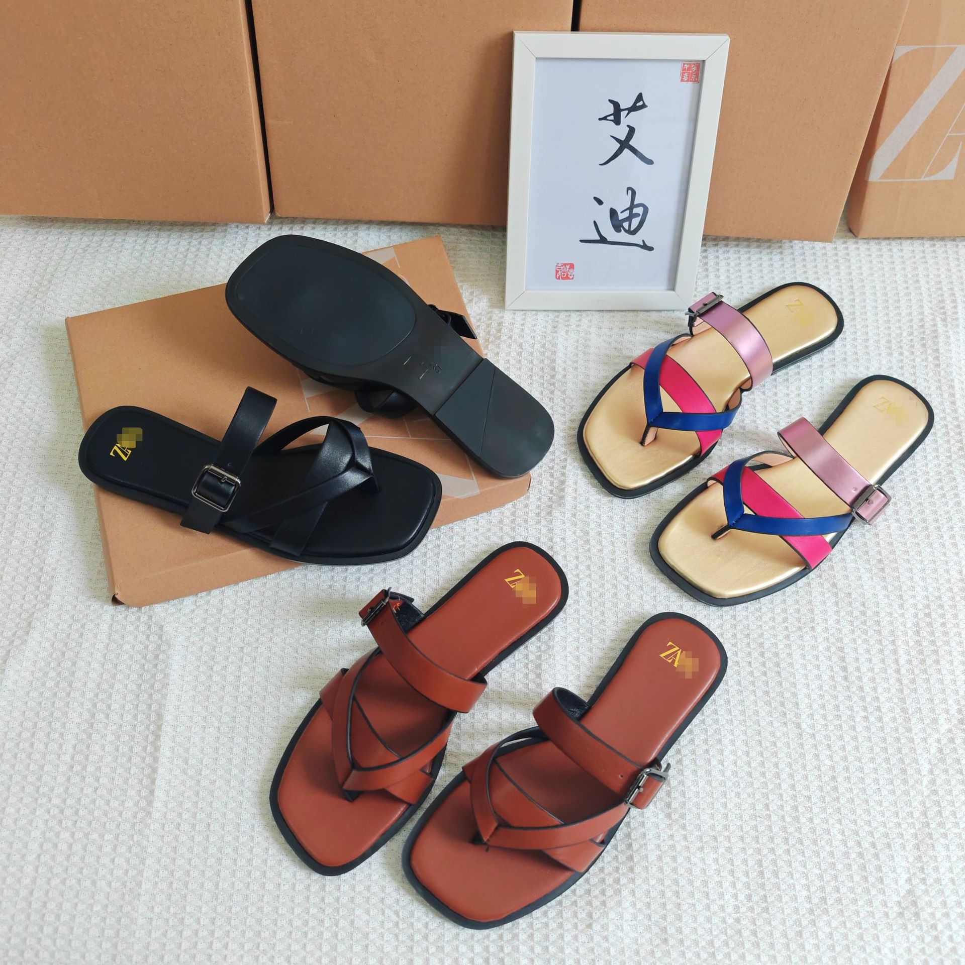 Eddie shoe factory Direct Sales ZA Best-selling Original Single Flat soled flip-flops Women's Slippers details Picture