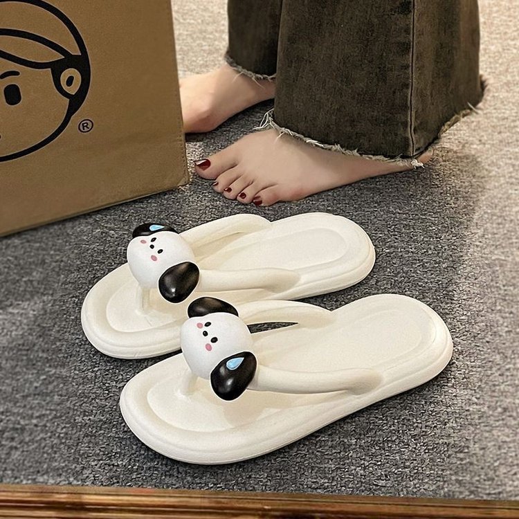 Anti-slip home soft-soled bathroom herd-shaped slippers eva anti-odor, comfortable to step on, women's summer outerwear flip-flops full figure