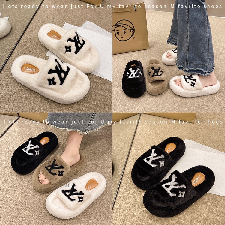 MAO MAO Slippers Women's 2025 Autumn/Winter New Style Outdoor Korean-style little Chanel stylish and fashionable home cotton slippers details Picture
