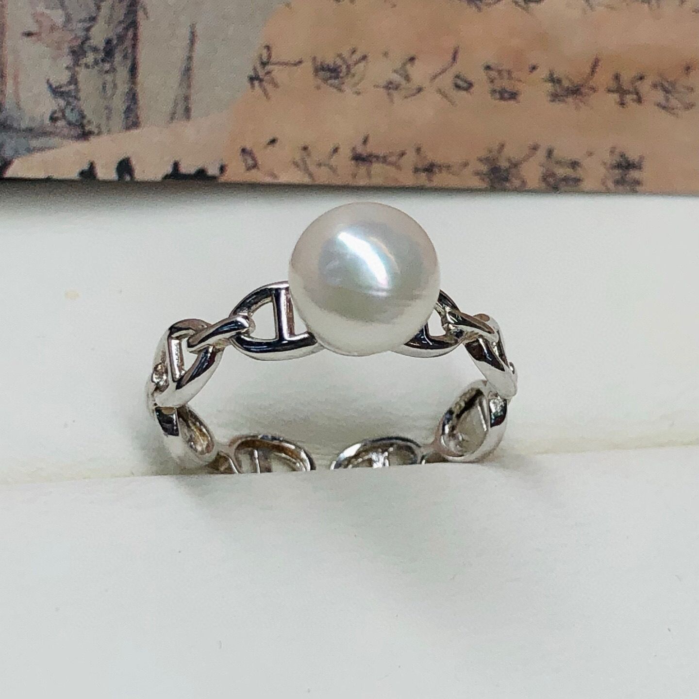 简约海水珍珠猪鼻子戒指时尚高级气质优雅7mm个性小香风详情图12