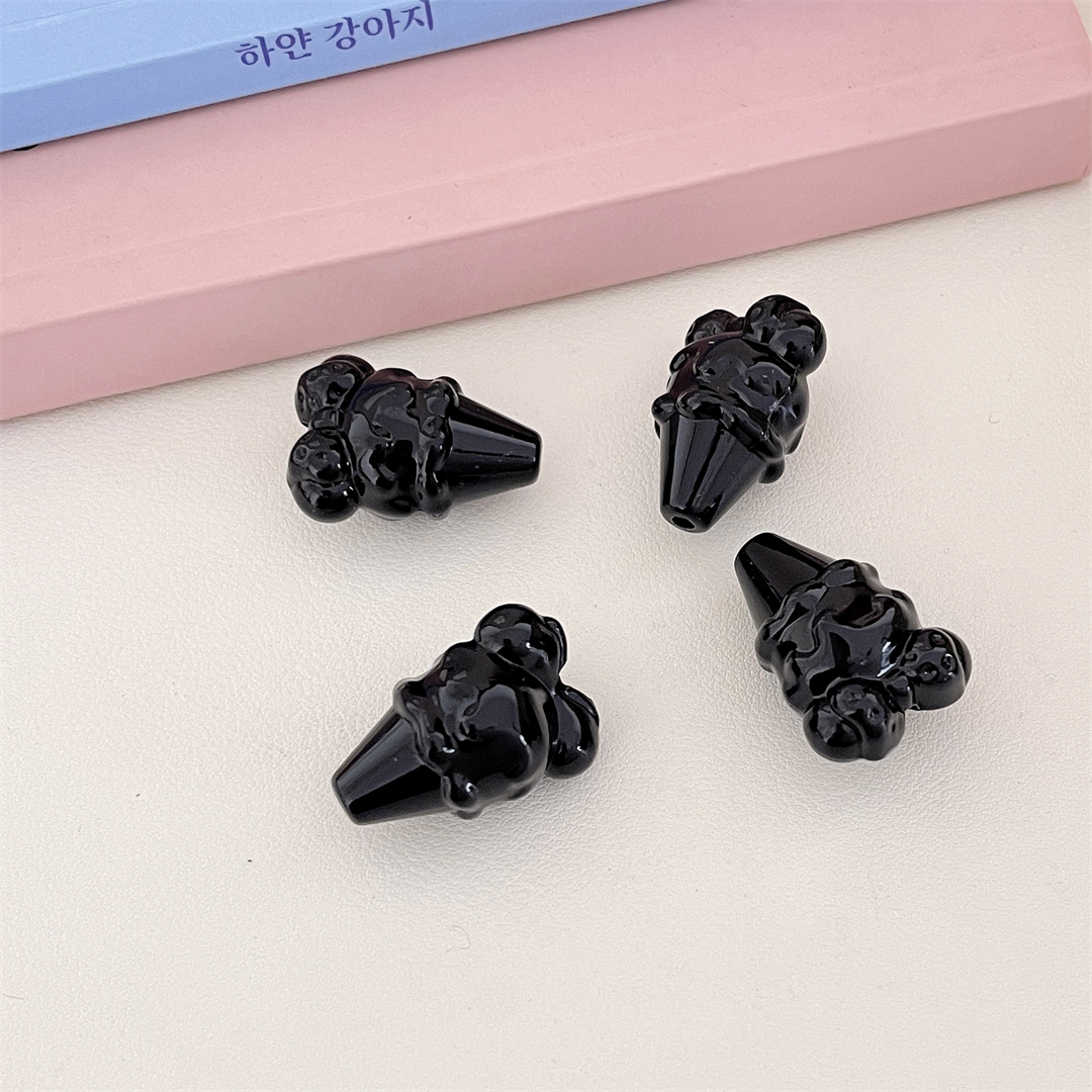 Acrylic solid color perforated loose beads, ice cream beads, diy children's necklace and bracelet, handcrafted bead material Item Picture