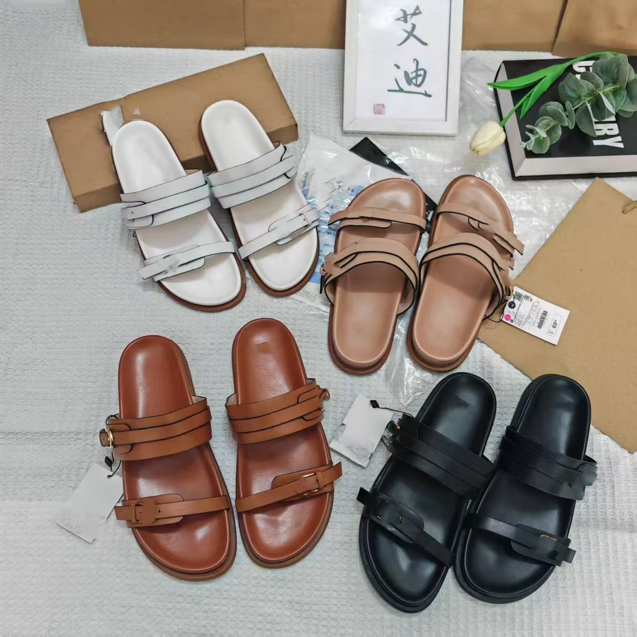 Eddie Shoes' Instagram best-selling cross-border ZAR single women's sandals, flip-flops, muffin, thick-soled slippers, flat shoes wholesale details Picture