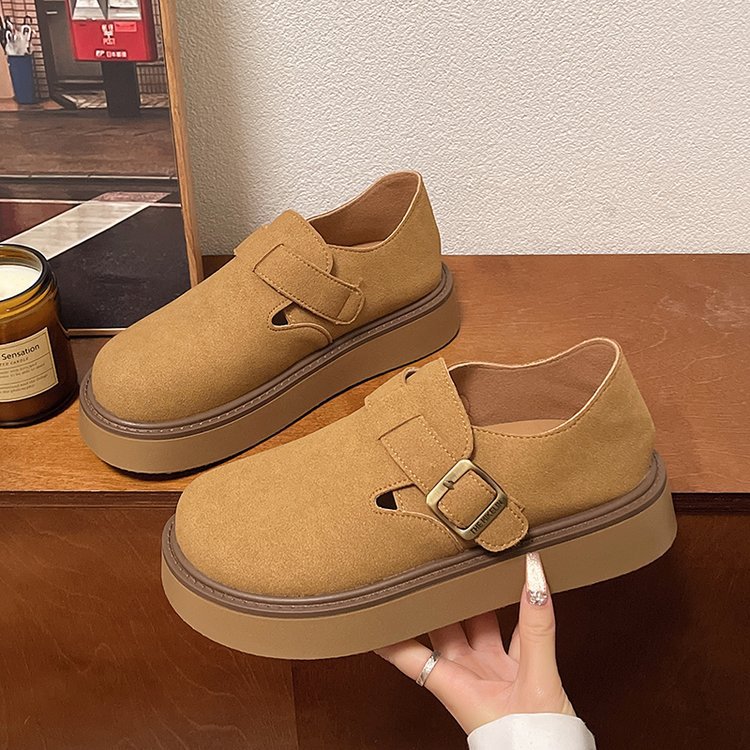 Boken women's casual single shoes 2025 autumn/Winter new style thick-soled sponge cake one step with loafers all-inclusive Boken shoes details Picture