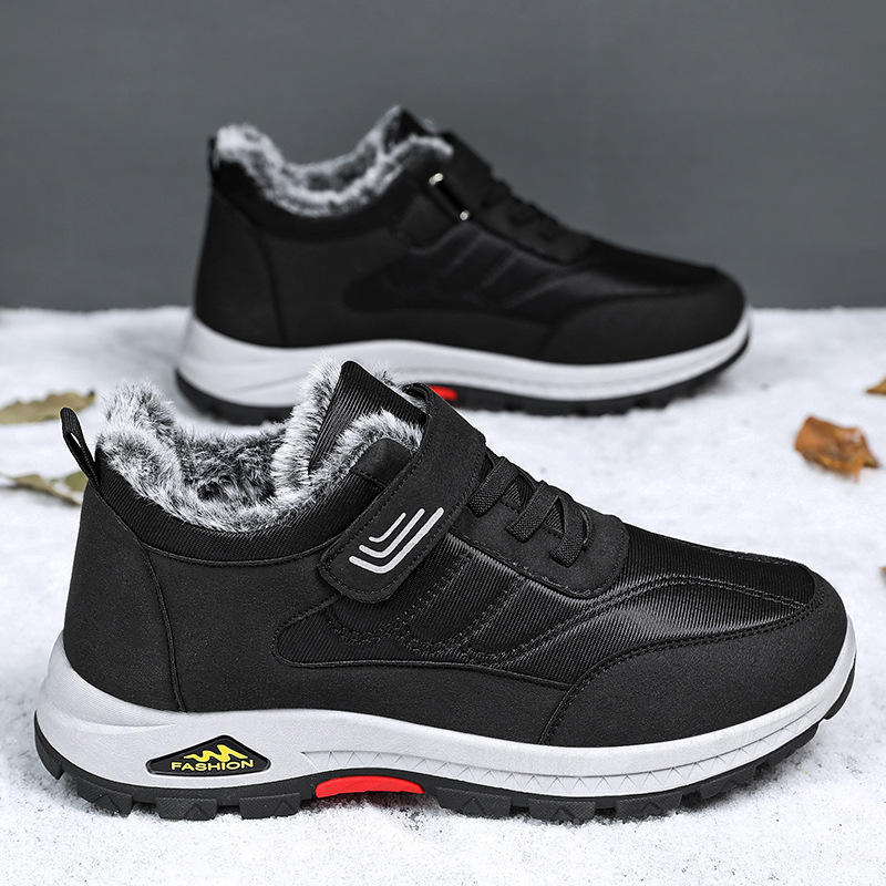 Cotton shoes 2025 Winter new style walking shoes, warm Velcro hiking shoes, cross-border fleece and thickened snow boots for men details Picture