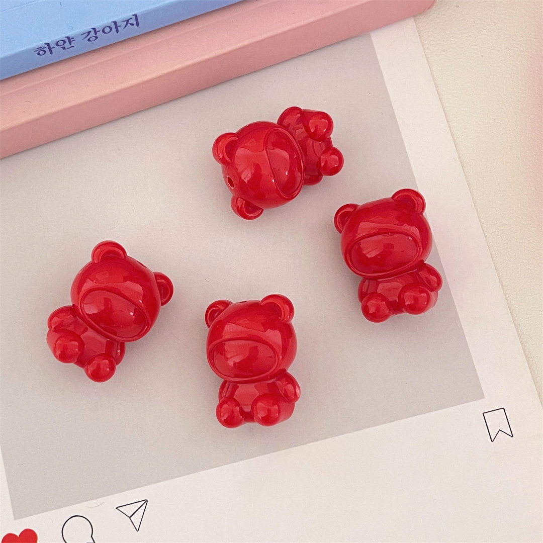 可爱迷你亚克力小熊娃娃珠子散珠DIY手工串珠手链钥匙扣饰品配件详情7