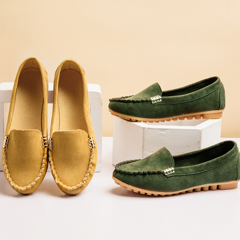 European and American women's 2025 autumn shallow toe bean shoes, flat single shoes, women's one-step shoes, lazy shoes, large-sized foreign trade women's shoes details Picture