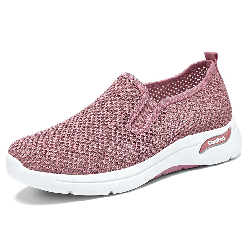 Soft soles for women's shoes in autumn are not tiring to the feet. Cross-border delivery of mom shoes. One step of wearing a breathable and casual single shoe with a perforated mesh surface for women Item Picture