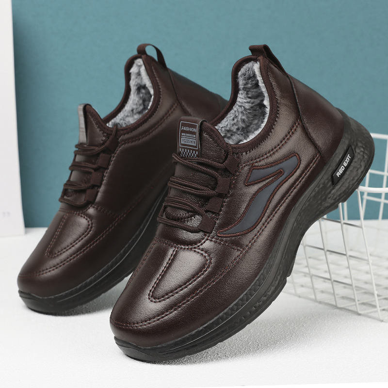 Men's autumn and winter casual cotton shoes, short boots with fleece and thickened warmth, polyurethane cotton shoes, soft soles, foreign trade cotton boots full figure