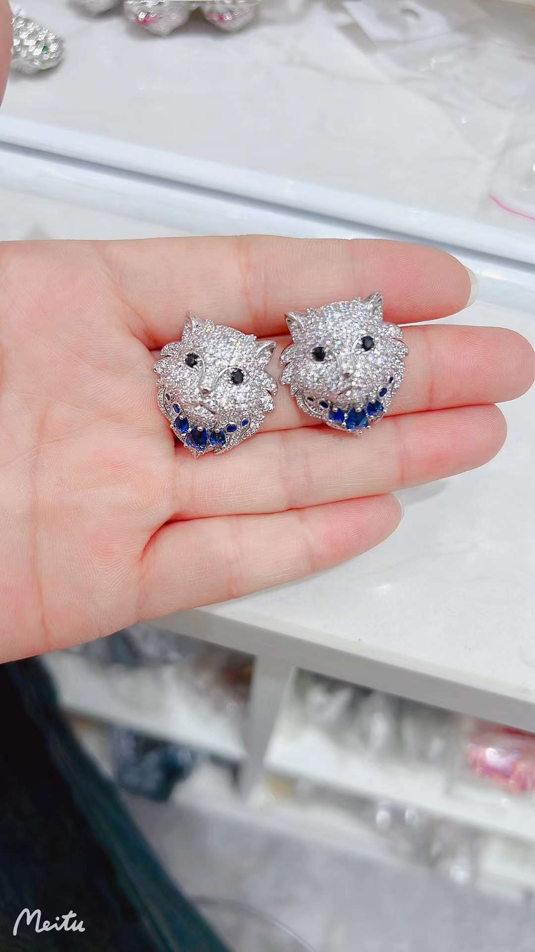 波斯猫 动物 锆石耳钉