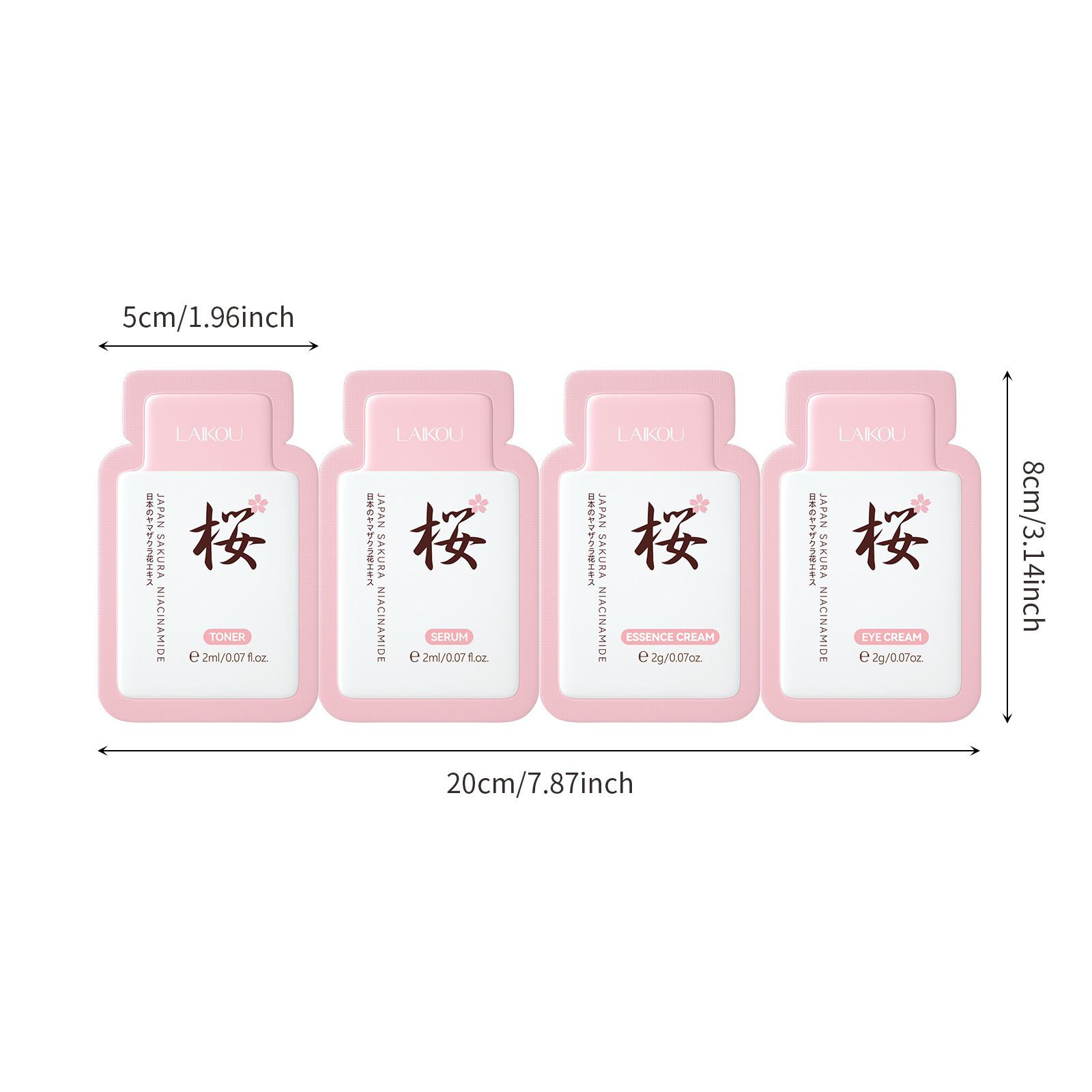 Laikou Sakura Malay 4-Pack (Water + Face Cream + Essence + Eye Cream) All-English foreign code skin care products cross-border Item Picture