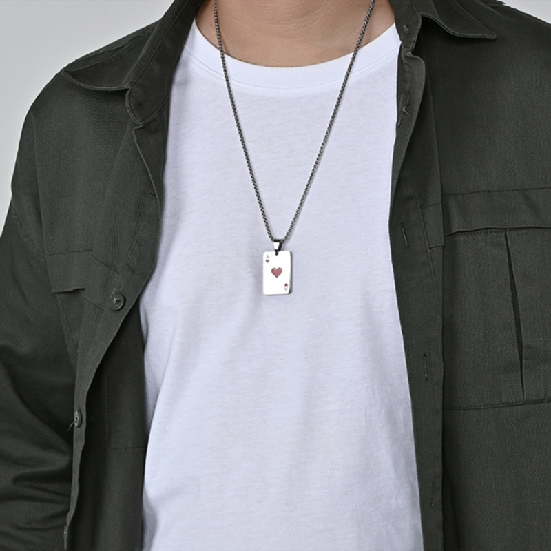 A fashionable stainless steel necklace for women, simple and versatile playing card chain necklaces, a new stainless steel necklace for gifting detail image 2