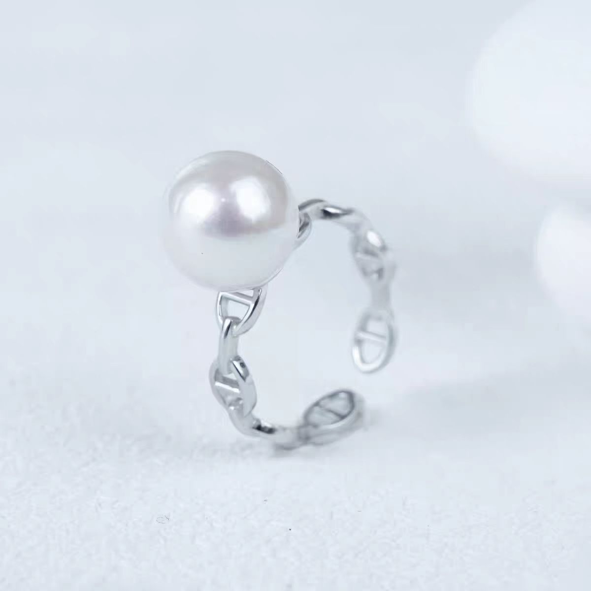 简约海水珍珠猪鼻子戒指时尚高级气质优雅7mm个性小香风详情图8