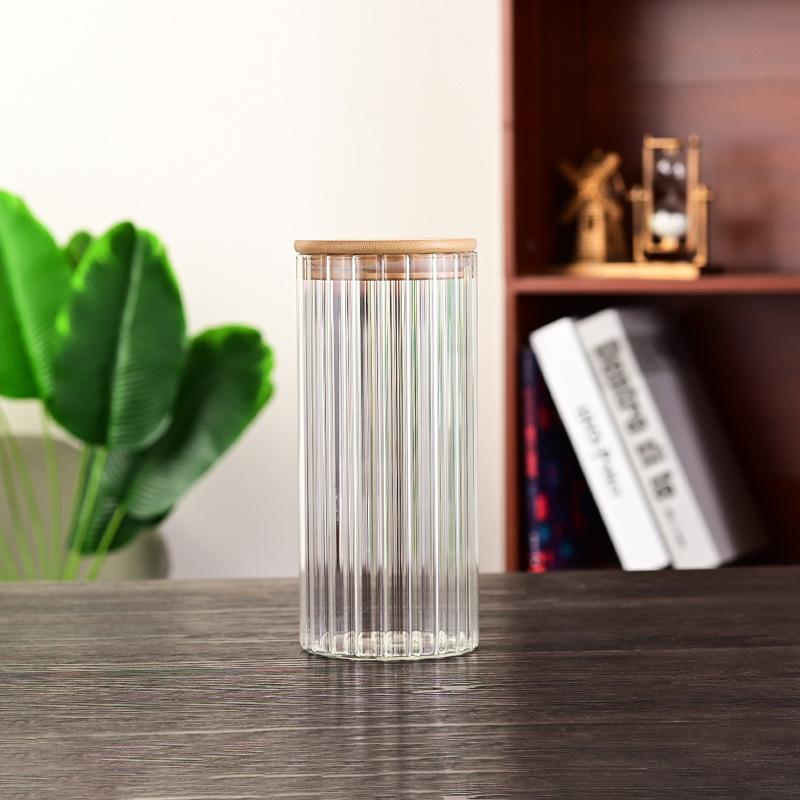 竖纹玻璃茶叶罐密封防潮家用玻璃零售收纳罐详情图4