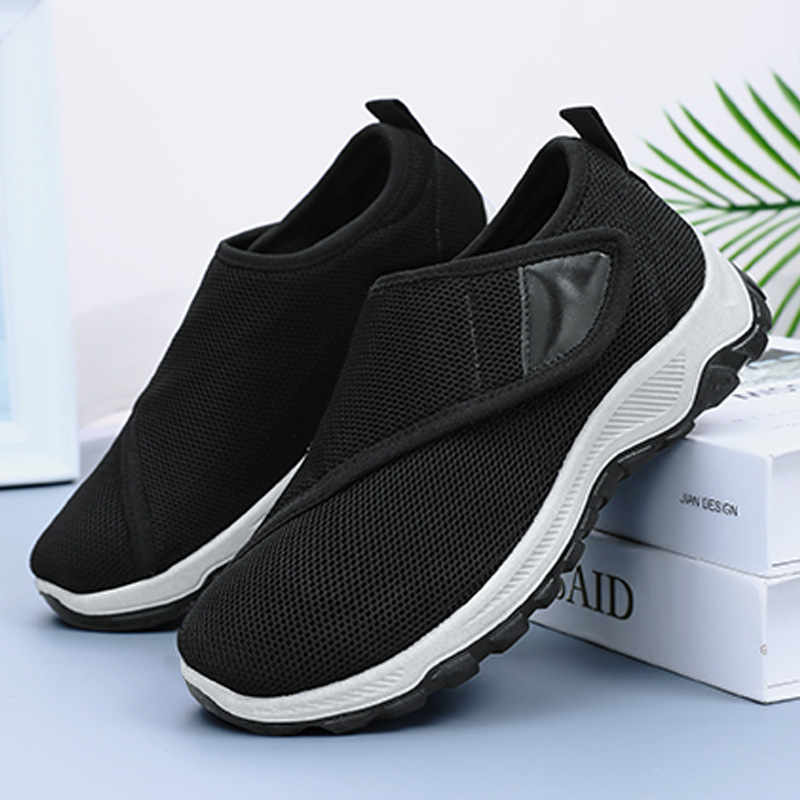 Autumn women's mesh breathable casual shoes, cross-border temu, Velcro single shoes for middle-aged and elderly mothers details Picture
