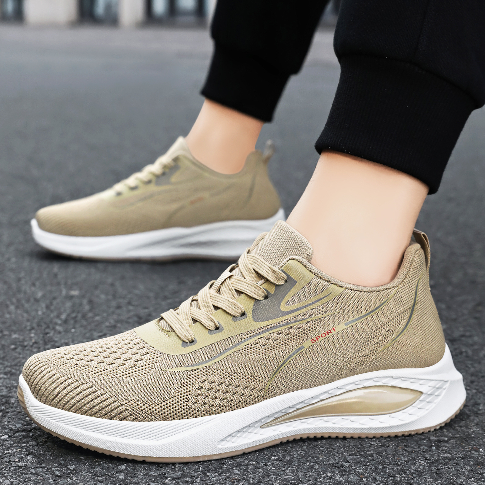 Men's sports shoes, new autumn mesh design, not tiring to the feet, breathable, fashionable and casual shoes, men's air-cushioned slow running shoes details Picture