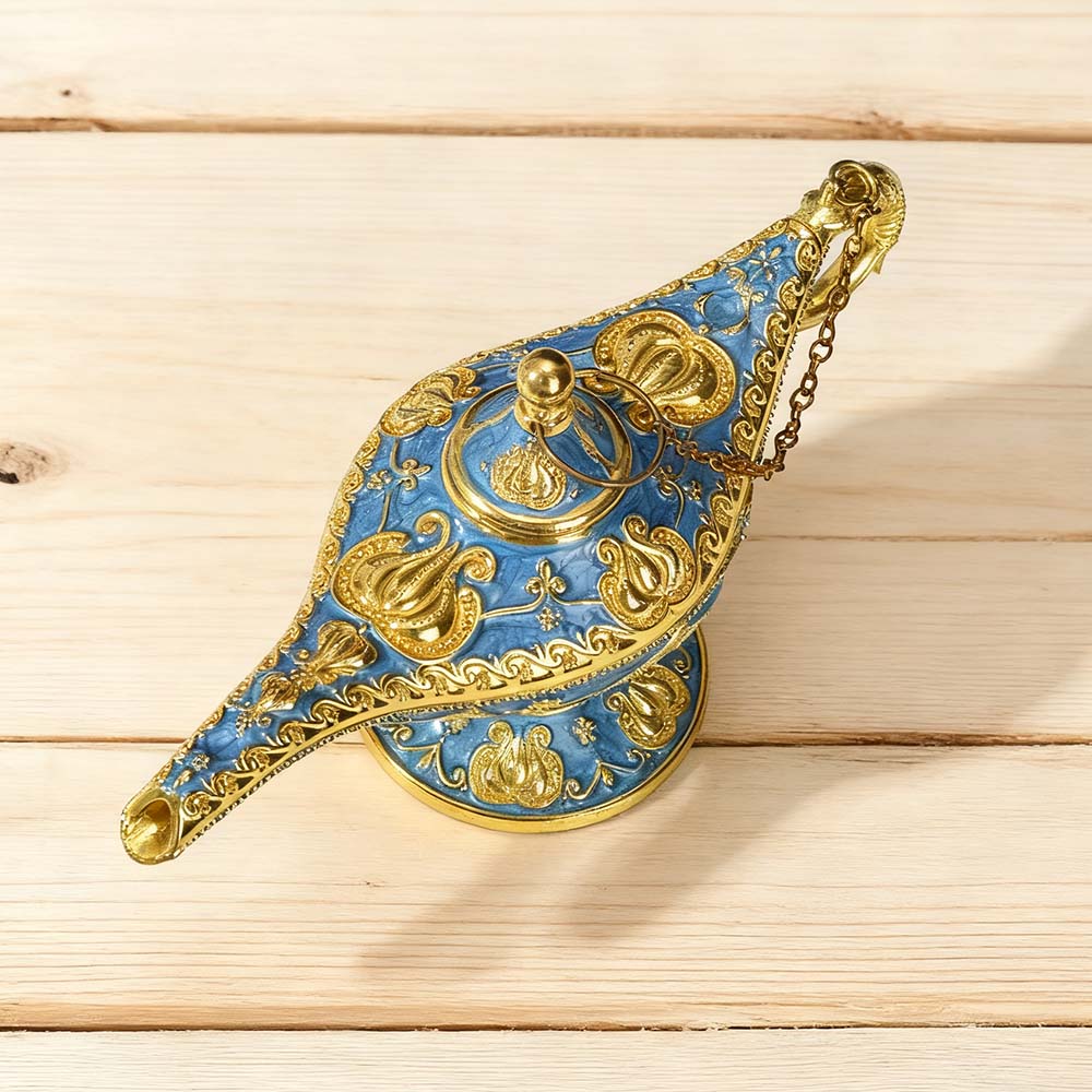 Light luxury golden-patterned Aladdin's magic lamp, court banquet decoration, magic lamp home, magic lamp handicraft, macaron color Item Picture