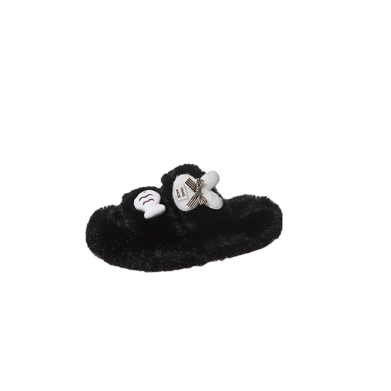 Soft and cute new autumn and winter woolen slippers for women to wear outside to increase height, a popular thick-soled home woolen anti-slip cotton slippers Item Picture