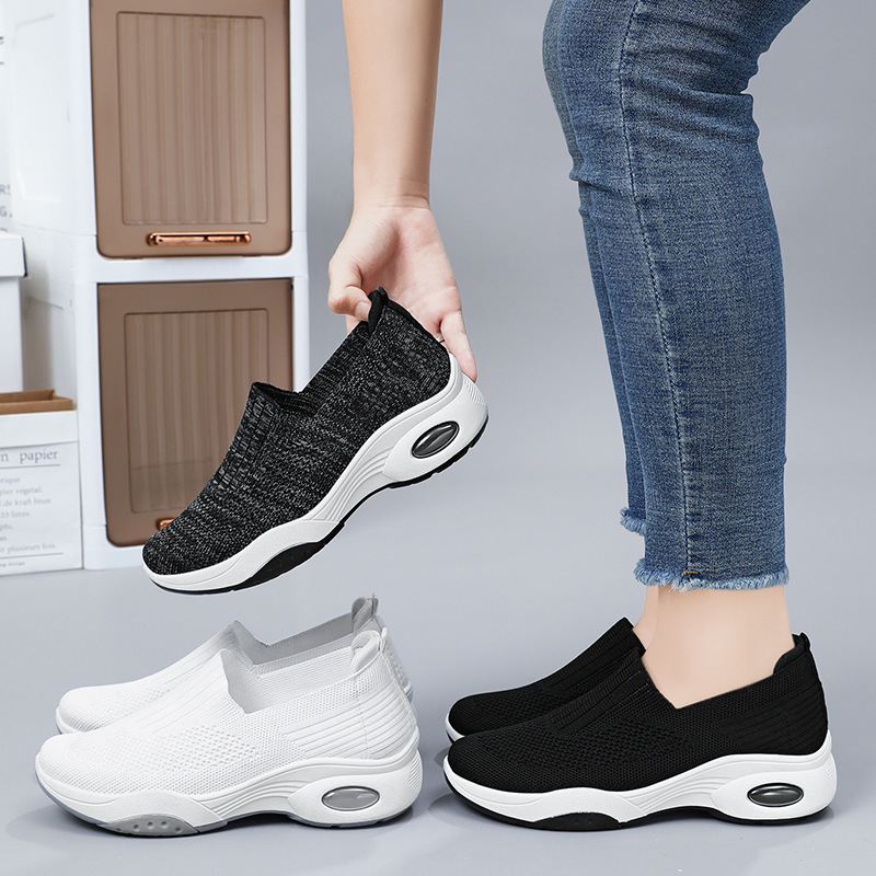 Women's Shoes 2025 Autumn new style one-piece large-sized flat casual sports shoes, women's breathable mesh shoes Specification drawing