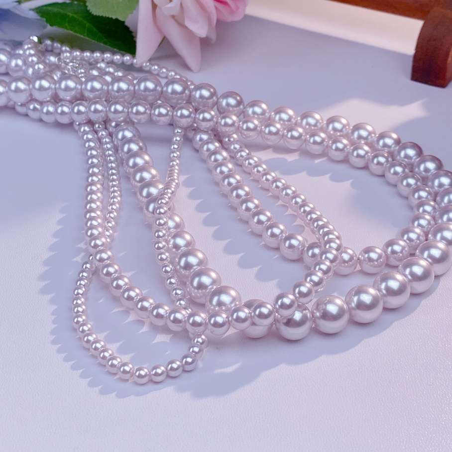 The Zhengyuan Shijia Pearl Manta Powder Necklace, a 2025 new bestseller imitating pearls, features a light luxury design and is both high-end and popular detail image 5