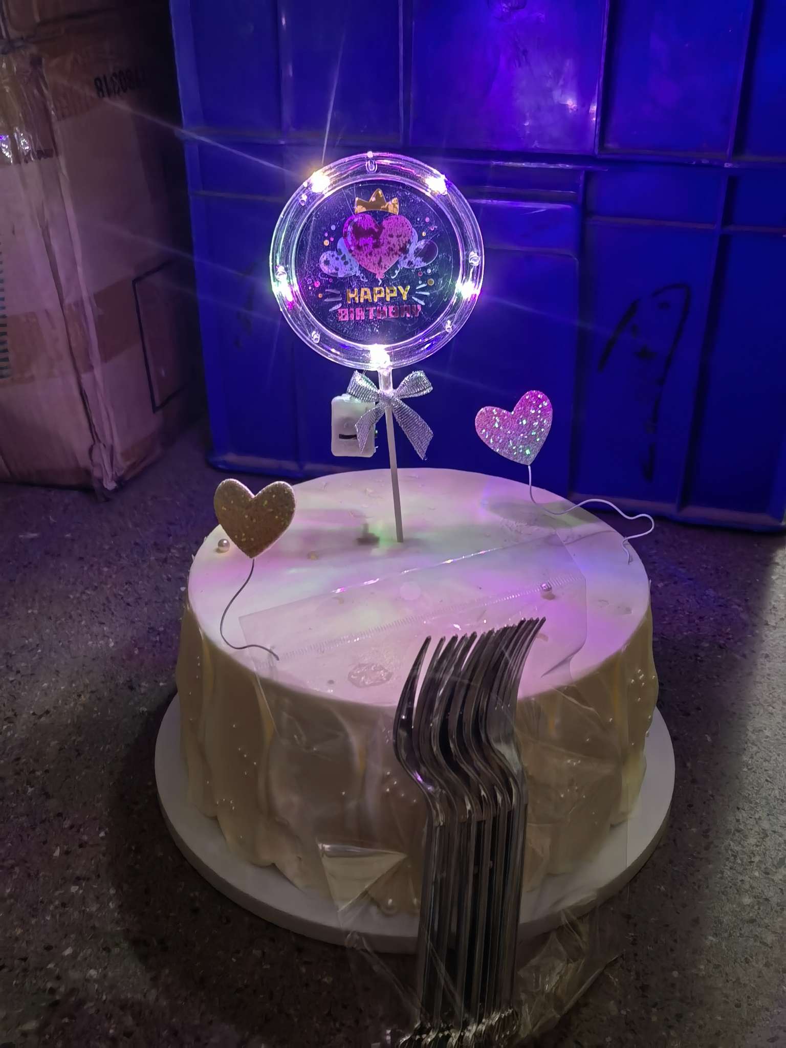 发光生日圆灯插排蛋糕叉套装