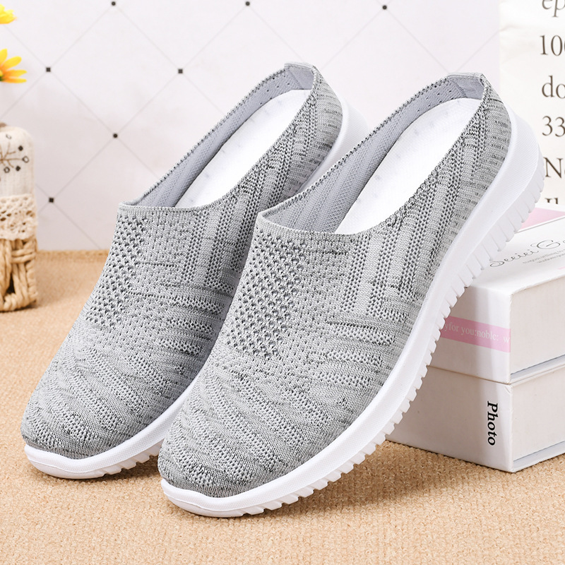 Shoes Women 2025 New style foreign trade women's shoes, cross-border large-sized fabric shoes, breathable flying woven shoes, soft-soled casual mom shoes details Picture