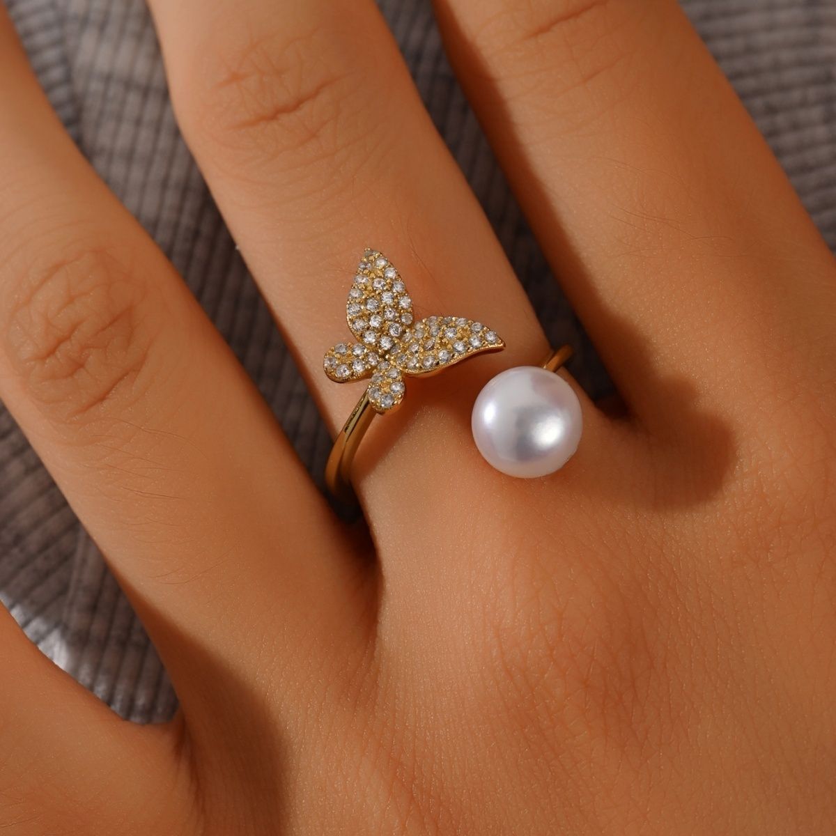 戒指韩式轻奢珍珠女士高级感简约时尚个性贝珠开口指单颗戒指饰品珍珠项链首饰项链详情图2