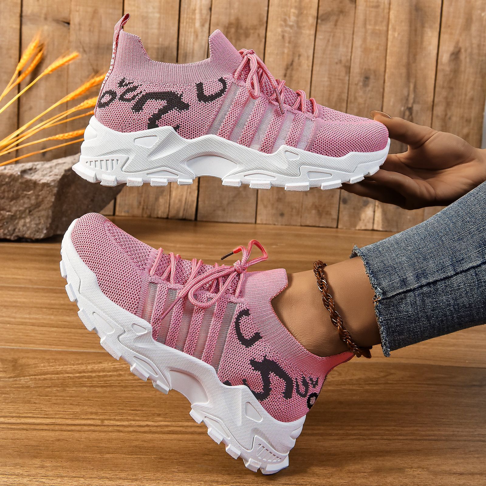 New autumn fashion dad shoes for women, mesh breathable Korean-style sports shoes, retro Forrest Gump shoes full figure