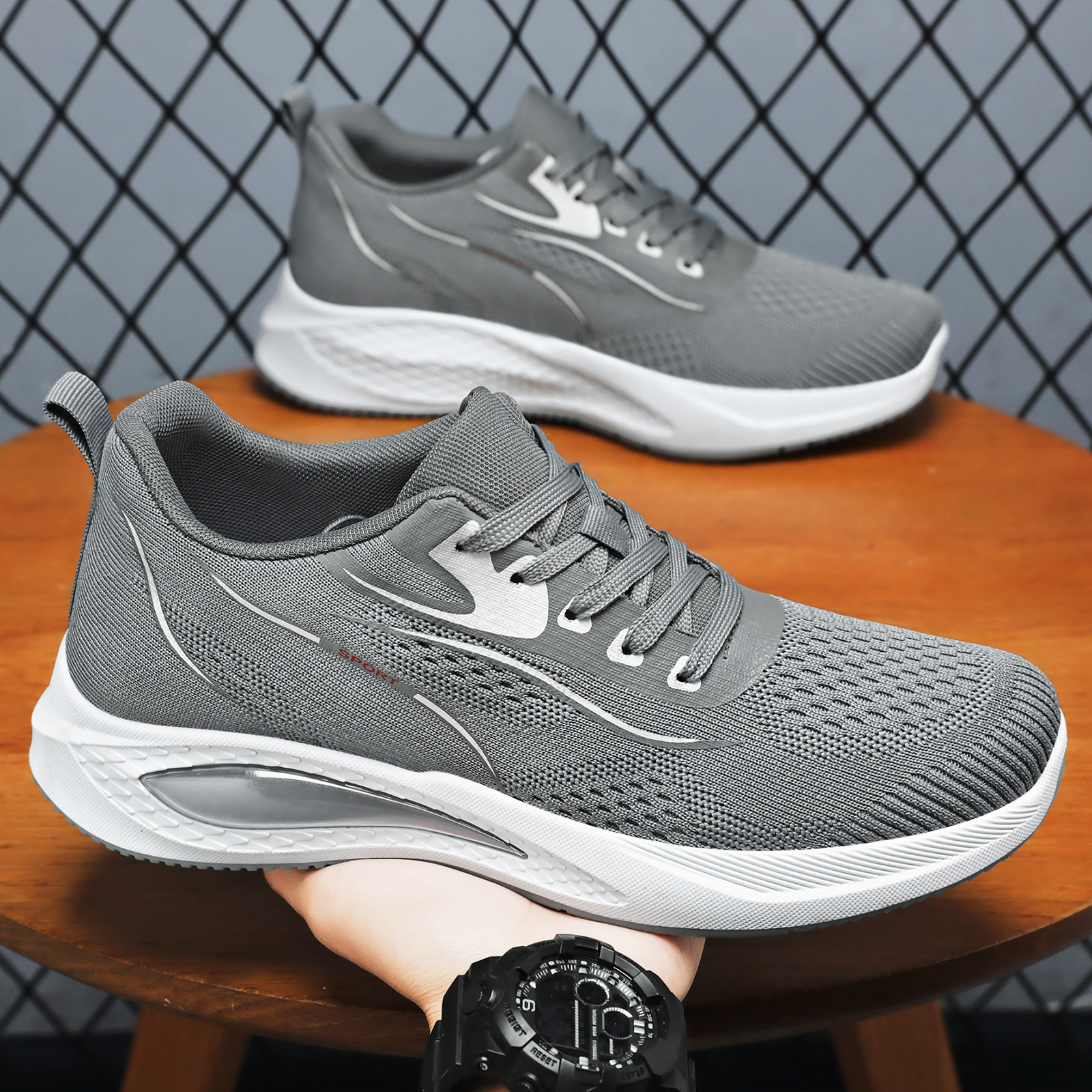 Men's sports shoes, autumn lightweight and breathable men's shoes, casual shoes, soft-soled shock-absorbing mesh surface, wear-resistant running shoes, mesh shoes details Picture