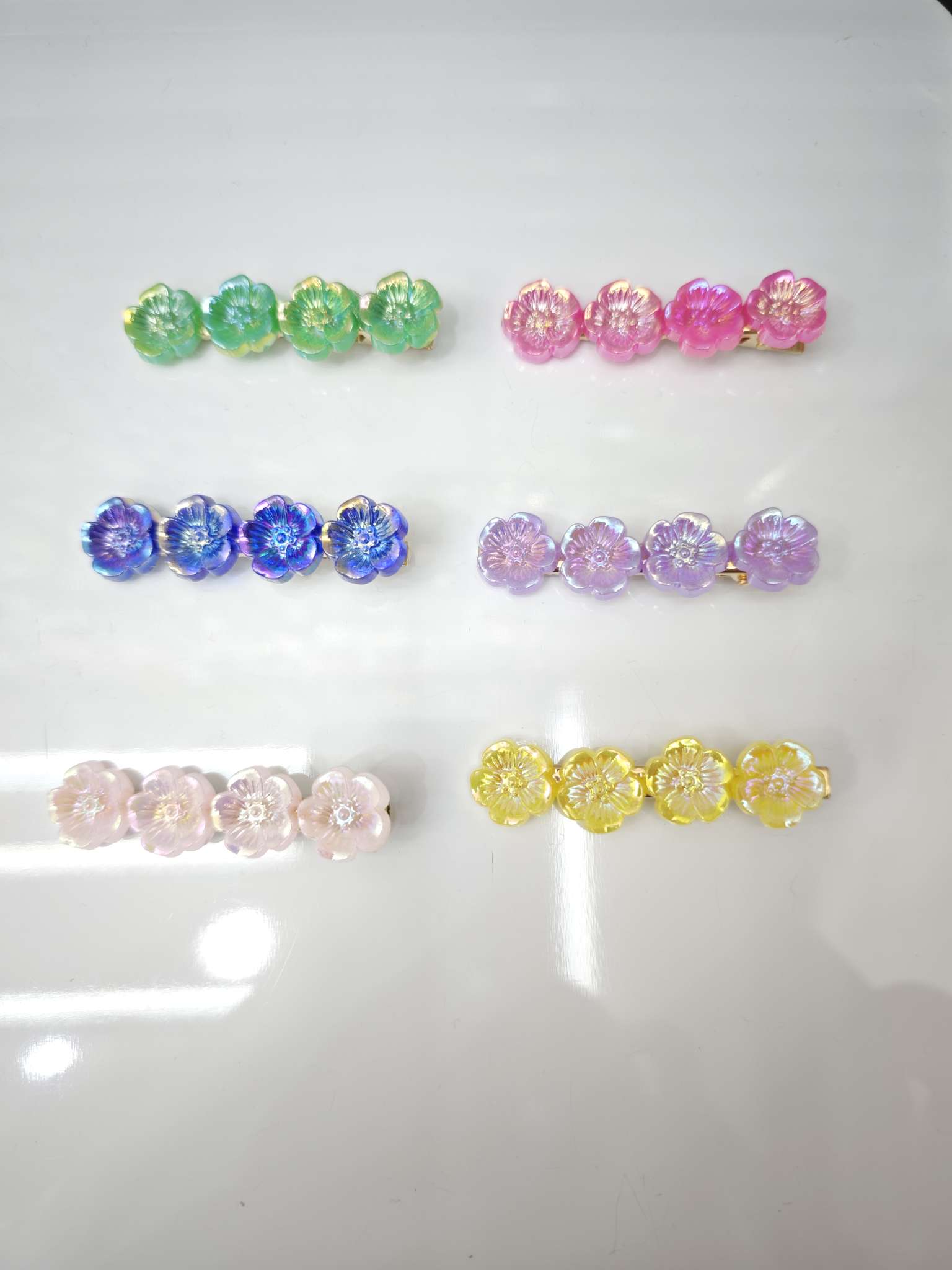 6个颜色四朵玫瑰花AB流行夹子