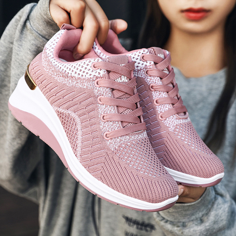 Women's 2025 Autumn New insole height-increasing women's shoes, thick-soled export shoes, breathable cross-border shoes, casual sports shoes for women full figure