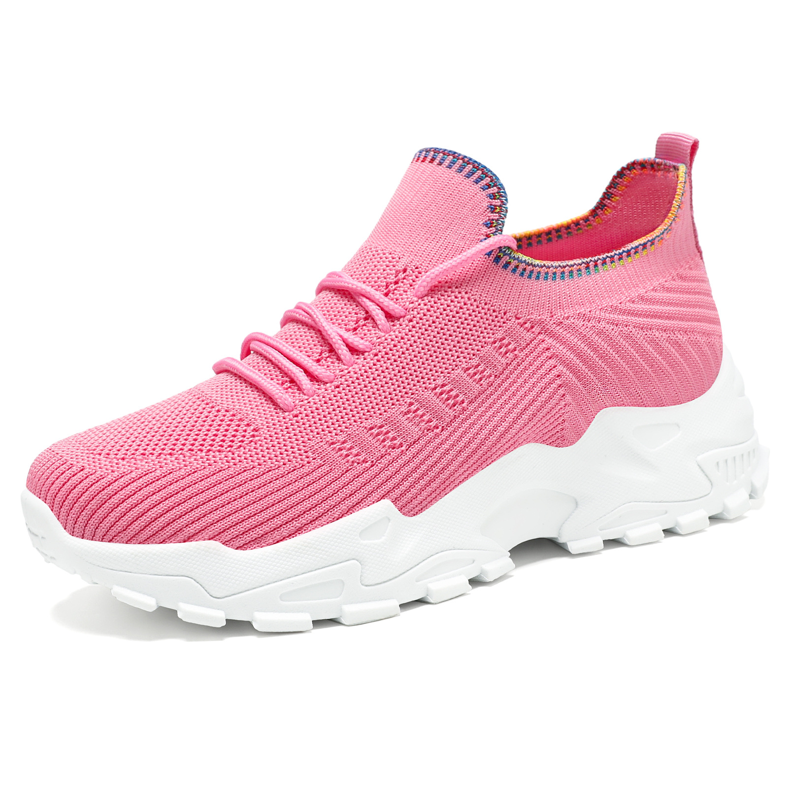 Women's shoes, versatile autumn new breathable mesh shoes, cross-border consignment, thick-soled height-increasing shoes, comfortable and casual single shoes Item Picture