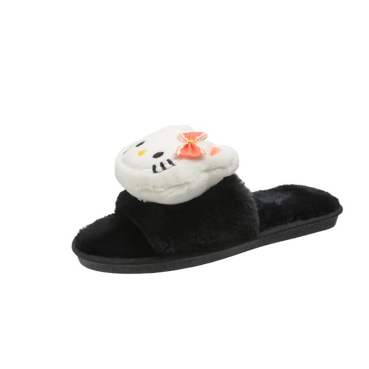 "2025 Autumn and Winter Fashion, casual, flat, versatile, girlish, cute, Kawaii, plush cotton slippers for women. Item Picture