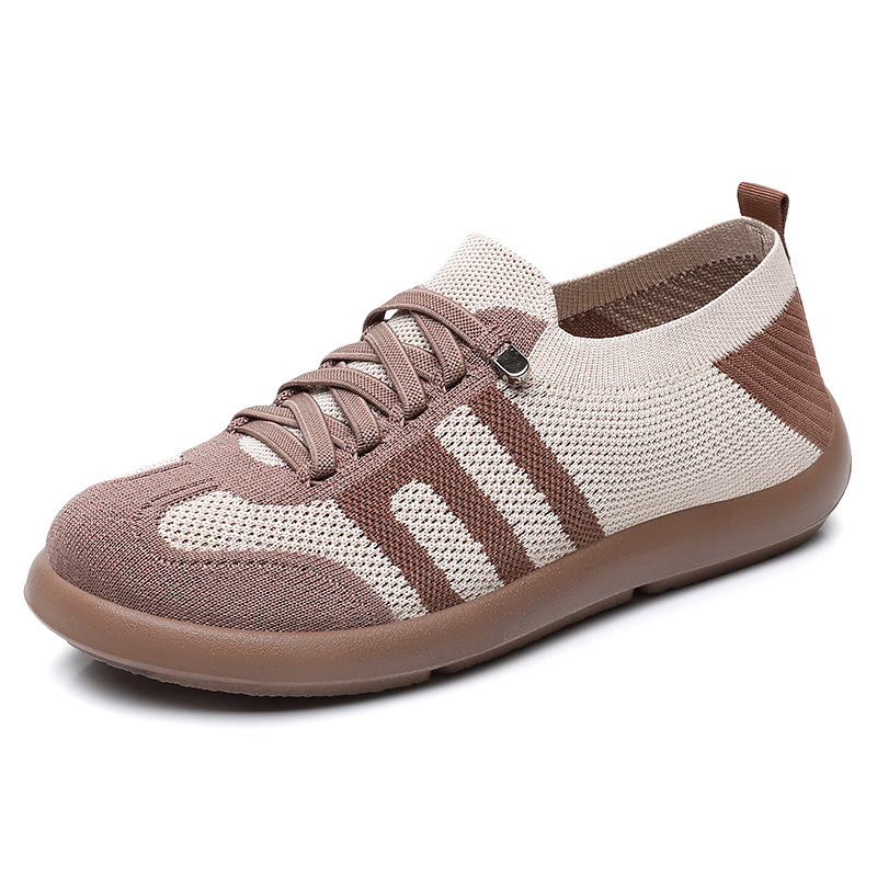 The new autumn collection of Dexun shoes, a fei-woven single shoe with a shallow opening and breathability, is a versatile and casual women's shoe that can be worn on one foot Item Picture