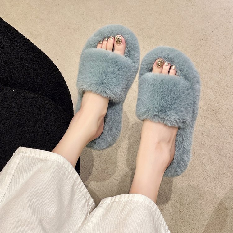 MAO MAO Slippers Women's 2025 Autumn/Winter New outerwear trendy fashion candy-colored one-shoulder slippers simple Korean-style cotton slippers Application Scenario