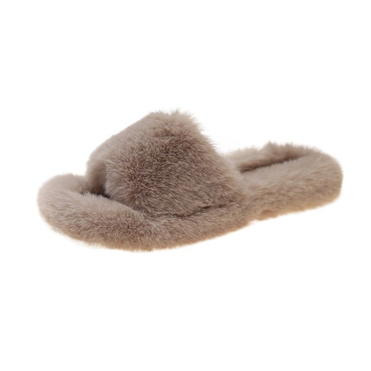 MAO MAO Slippers Women's 2025 Autumn/Winter New outerwear trendy fashion candy-colored one-shoulder slippers simple Korean-style cotton slippers Item Picture