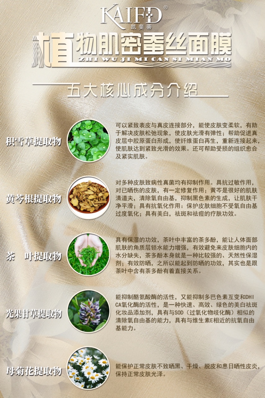 Hydrating, repairing, rejuvenating the skin, fading spots, anti-aging, balancing sebum and acne-prone skin, and resisting early aging plant silk mask Specification image