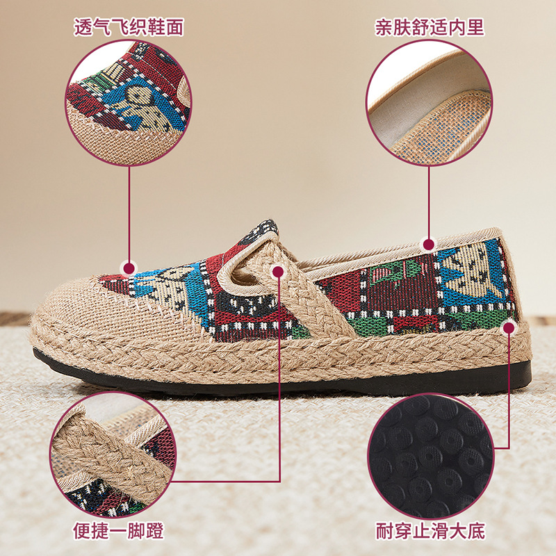 Shoe Women 2025 New style casual half-slipper ethnic style woven shoes wholesale and distribution breathable and comfortable women's shoes Application Scenario