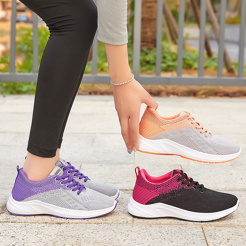 Women's shoes 2025 Autumn new casual sports shoes, cross-border factory breathable flying woven sports shoes, fashionable student shoes Specification drawing