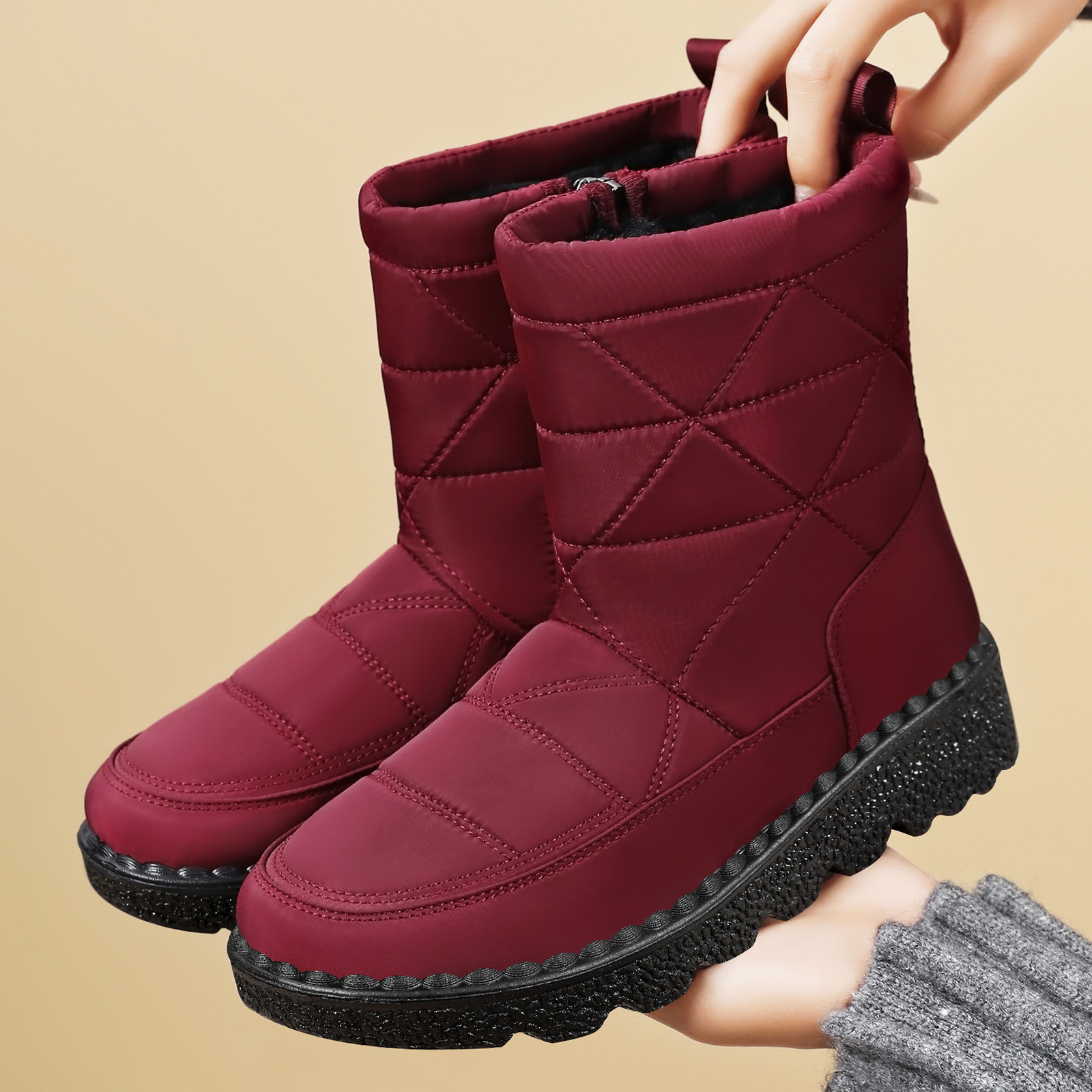 Women's cotton shoes winter new style versatile fleece thickened high-top anti-slip snow boots casual cross-border consignment cotton boots details Picture
