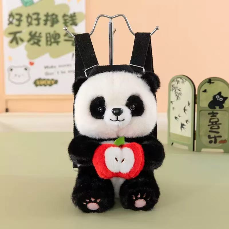 新款熊猫双肩包 毛绒玩具背包 可爱熊猫毛绒玩具背包细节图