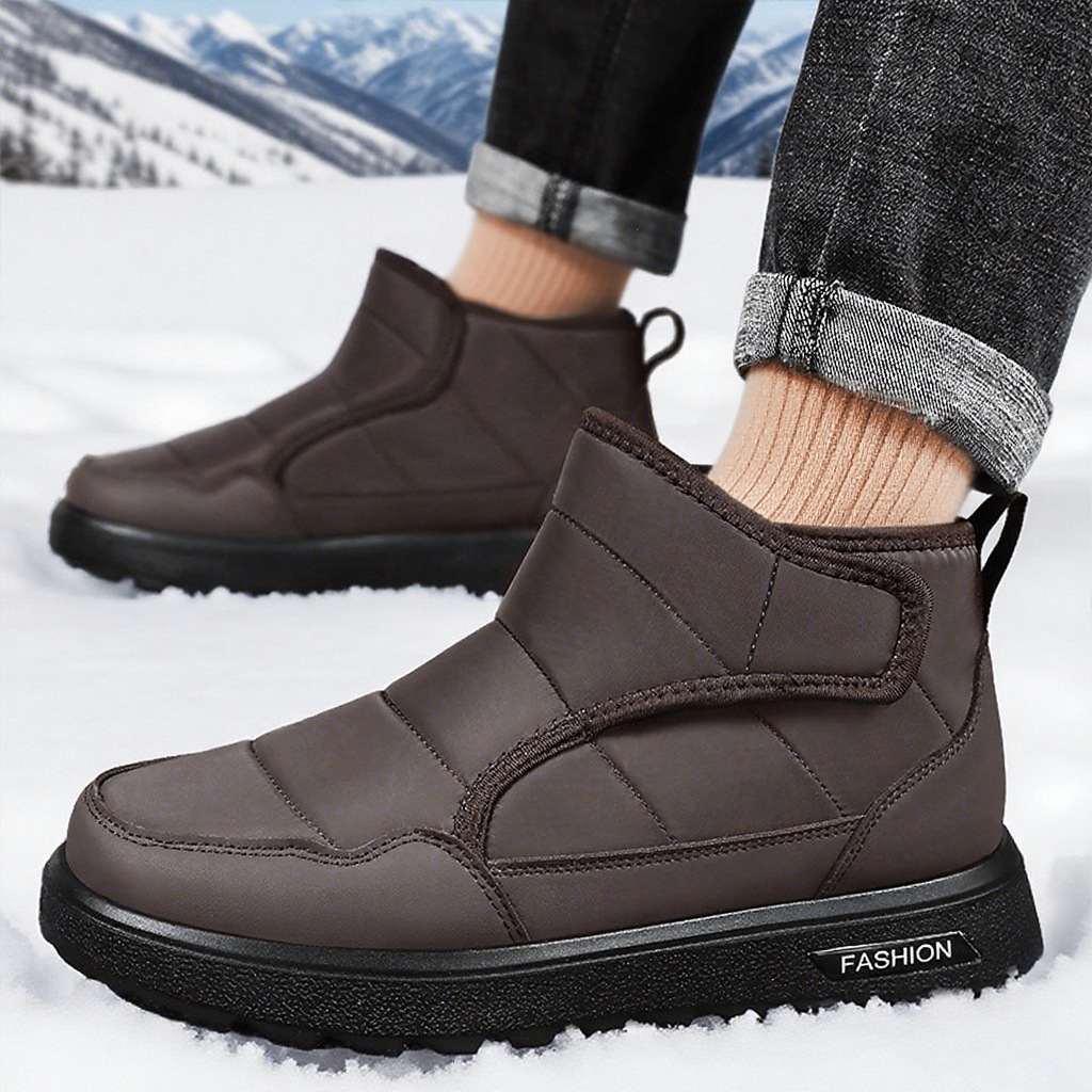 Men's shoes, winter cotton boots with added fleece and thickened fabric, new fleece lining outdoor one-foot casual walking snow boots full figure