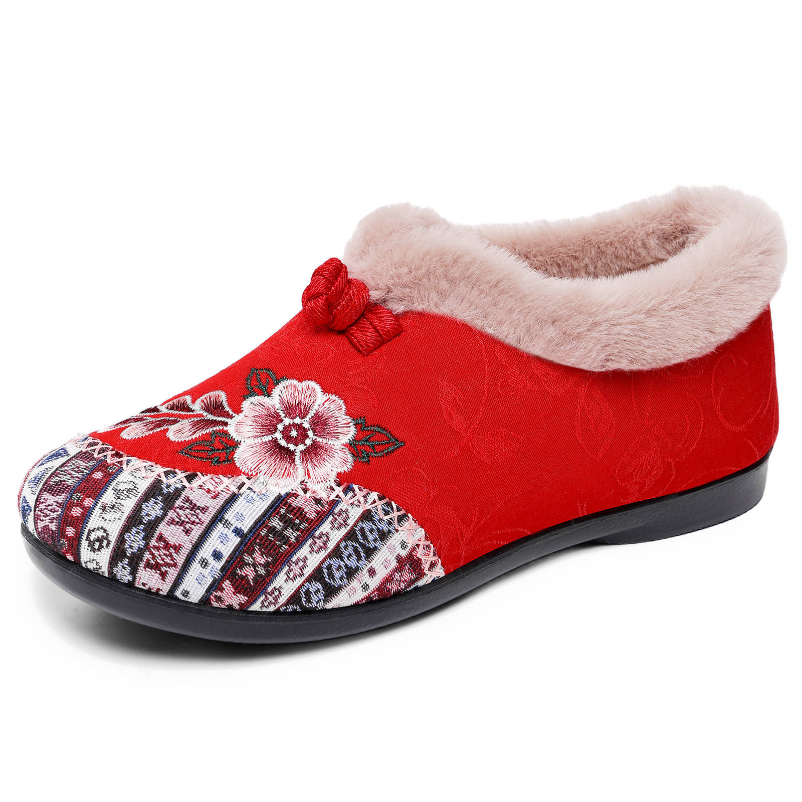 New winter cotton shoes for women, fleece and thickened cotton shoes, cross-border consignment, embroidered mom shoes, casual shoes, one pair of cotton boots Item Picture