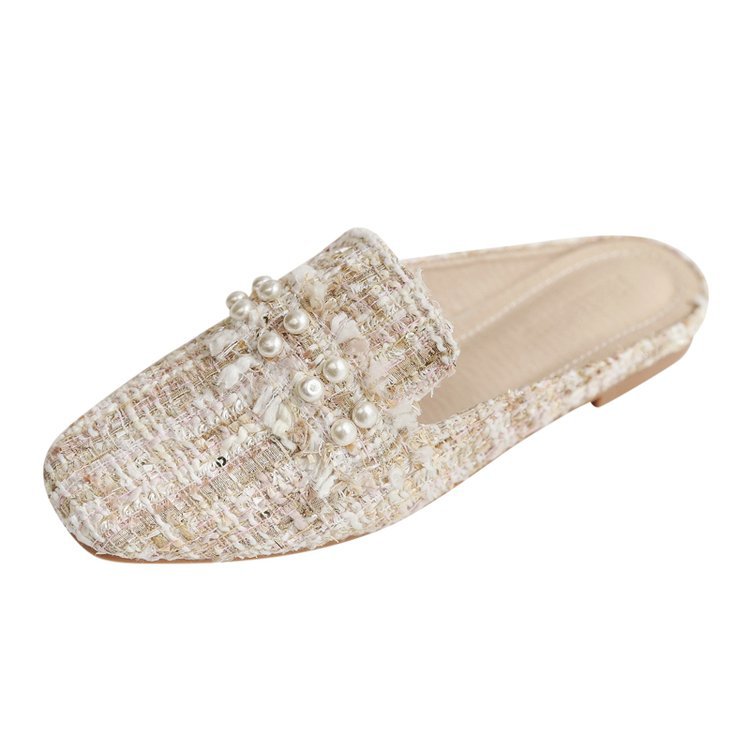 New women's slippers for Spring/Summer 2025, flat-bottomed, half-toe, Korean-style casual plus-size women's shoes Item Picture