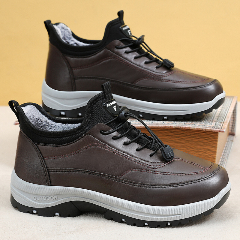 New style cotton shoes for men, old Beijing cloth shoes, winter fleece, warm, waterproof and anti-slip, dad shoes for middle-aged and elderly people, walking shoes full figure