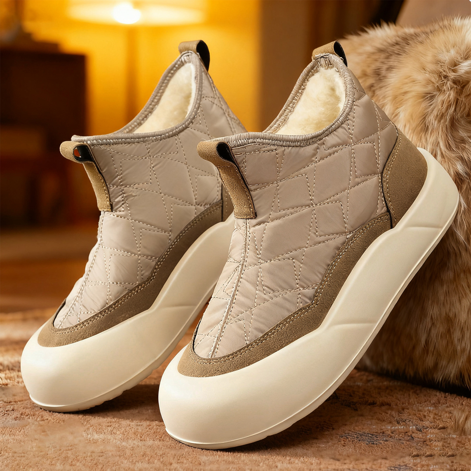 New winter women's boots with cotton shoes, snow boots, fleece and thickened boots, fashionable women's snow boots, cold-proof and warm cotton boots full figure