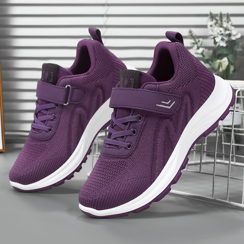 Women's sports shoes 2025 Autumn new style mom shoes factory direct sales casual single shoes for middle-aged and elderly Velcro walking shoes full figure