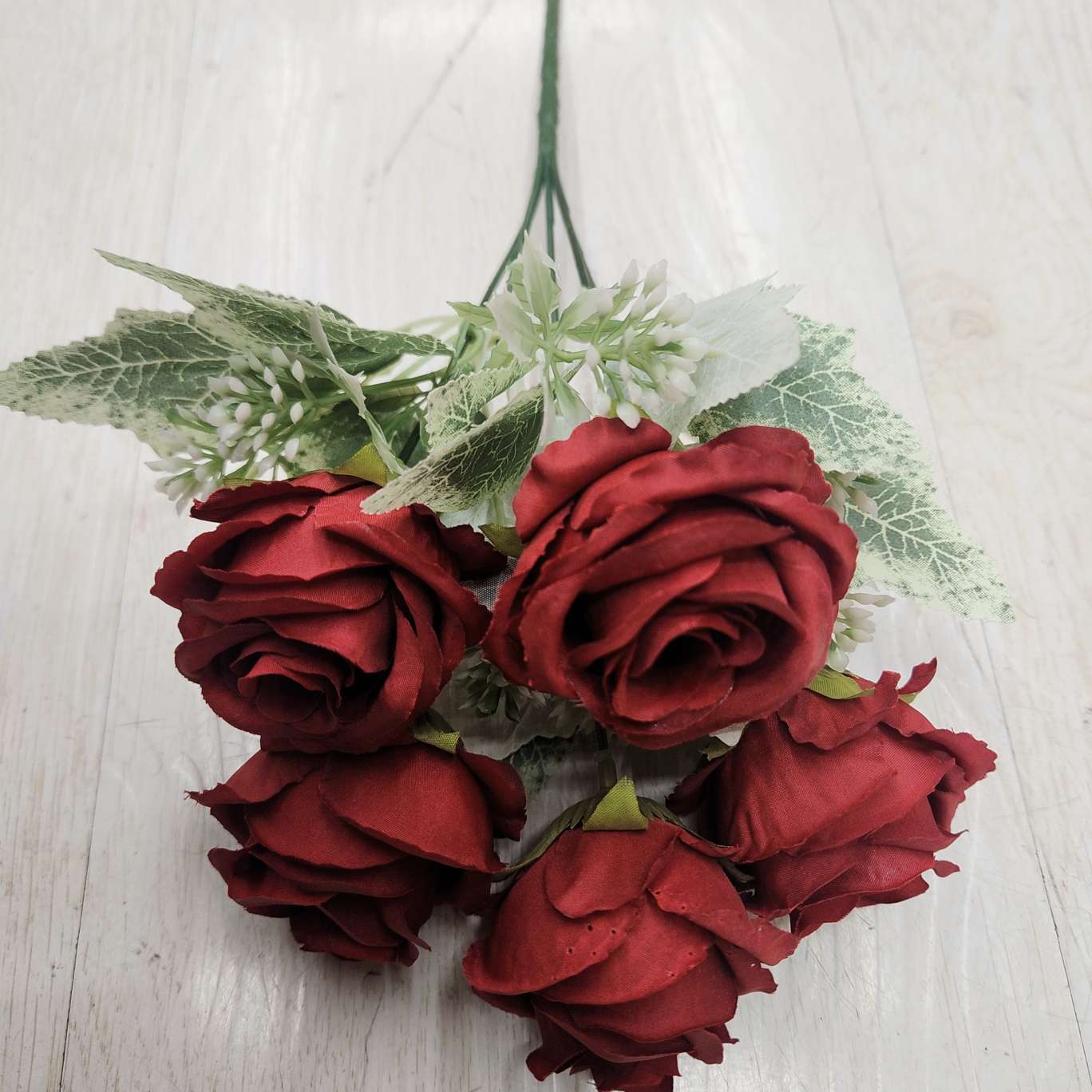 5-head diamond rose office simulation garden rose stem bouquet decoration detail image 9