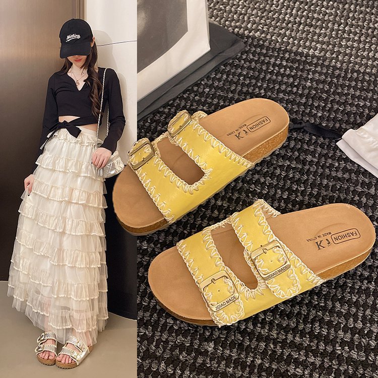 Birken Slippers Women's 2025 Summer New retro outerwear beach sandals Women's versatile and fashionable cool slippers for pregnant women details Picture